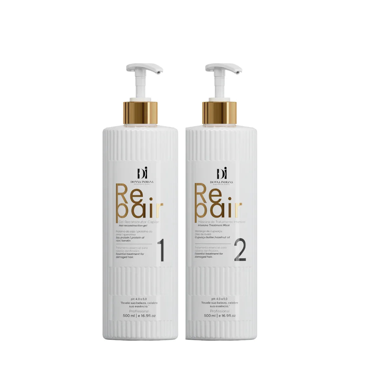 Donna Indiana Repair Hair Reconstruction Gel + Intensive Treatment Mask 2 x 500 ml - Brazil Keratin