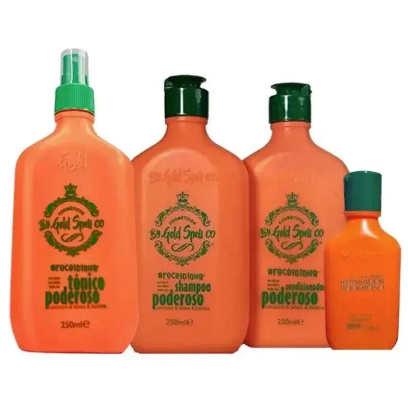 Gold Spell Poderoso Tonico + Shampoo + Condicionador 250 ml + Reparador 60 ml - Brazil Keratin