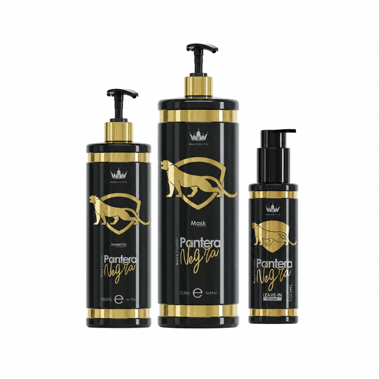 Ana Paula Carvalho Pantera Negra + Acondicionador sin enjuague finalizador 100 ml Set 3 pasos