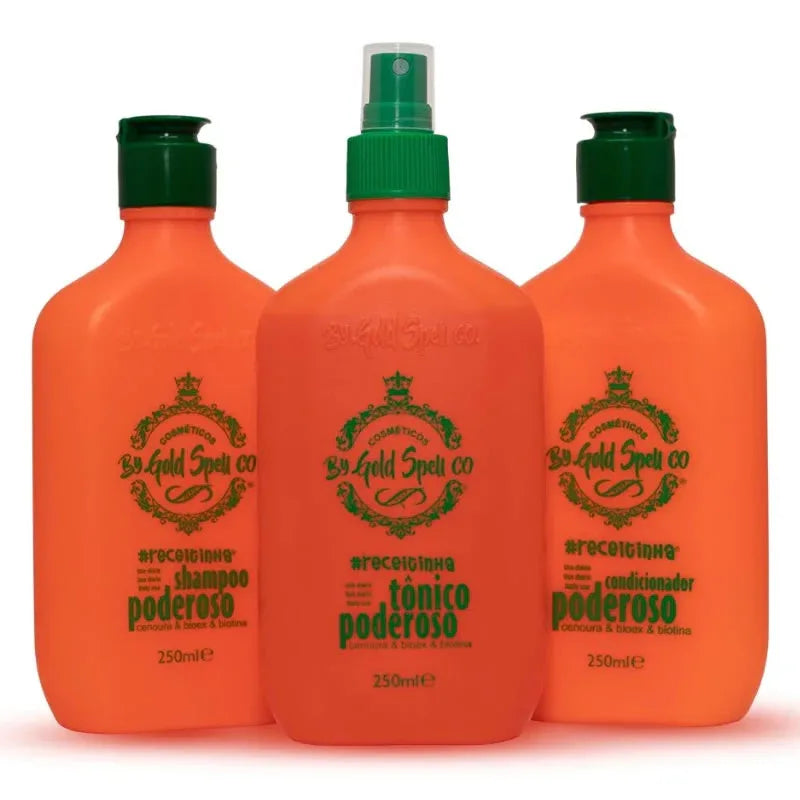 Gold Spell Tonico Poderoso + Shampoo + Condicionador 3 x 250 ml - Brazil Keratin