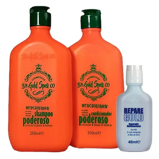 Gold Spell Poderoso Shampoo + Condicionador 250 ml + Reparador 60 ml