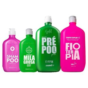 O Shampoo + Receitinha Milagrosa + Fioterapia + Pre Poo Gold Spell 4 Products